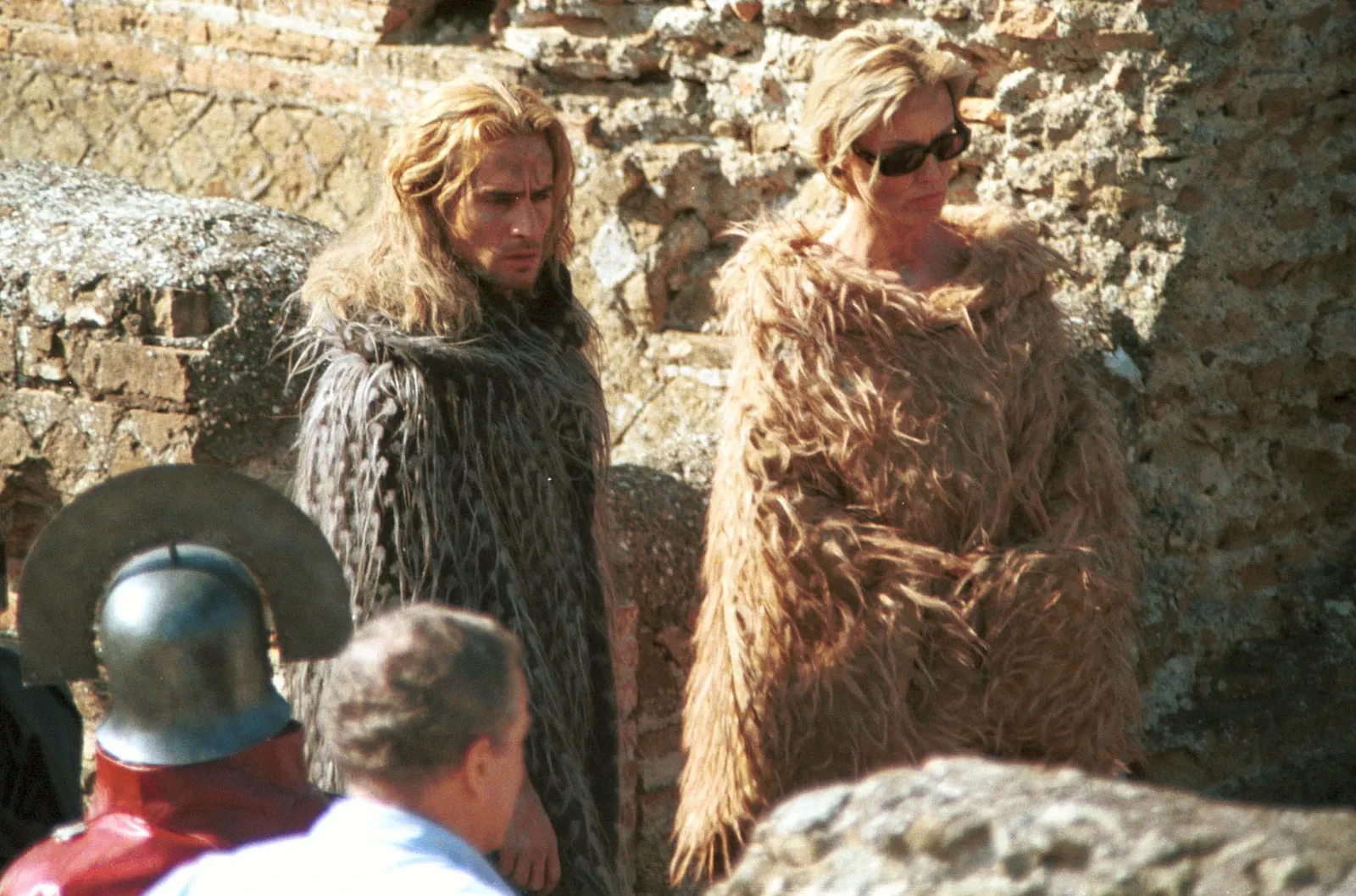 Anthony Hopkins, Jessica Lange, and Raz Degan on "Titus" Filmset