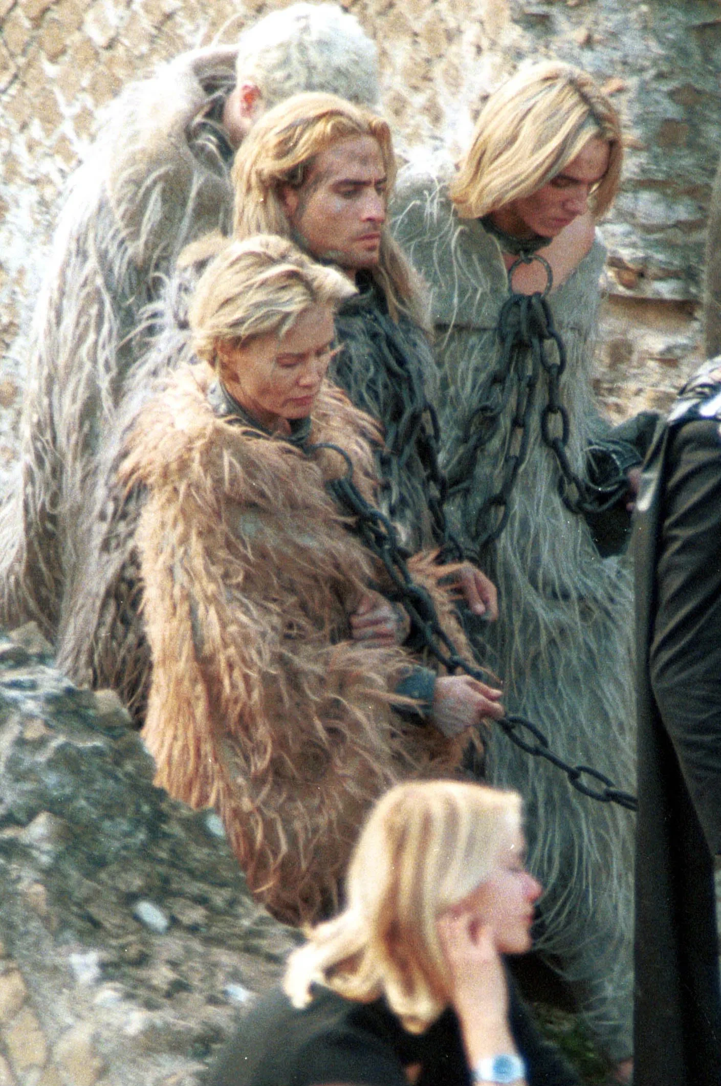 Anthony Hopkins, Jessica Lange and Raz Degan on the set of Titus