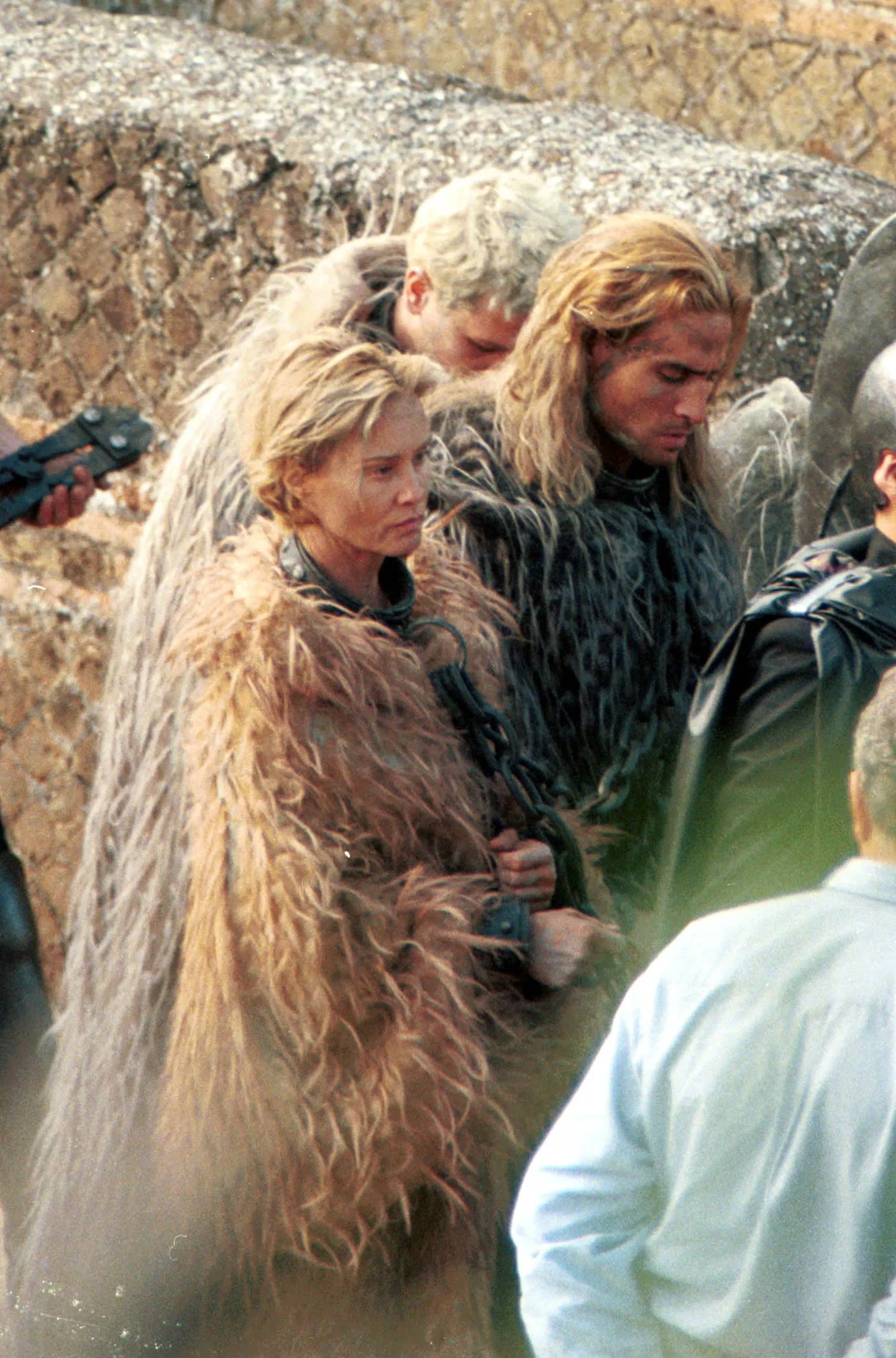 Anthony Hopkins, Jessica Lange and Raz Degan on the set of Titus